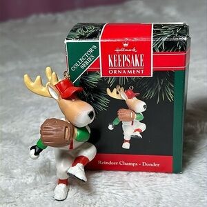 Hallmark Keepsake "Reindeer Champs - Donder"  1992 Christmas Ornament Baseball